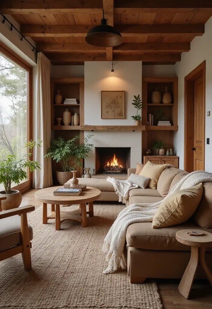 20 Cozy Living Room Decor Ideas That'll Make You Want to Stay In Forever! - 17. Warm Wood Accents